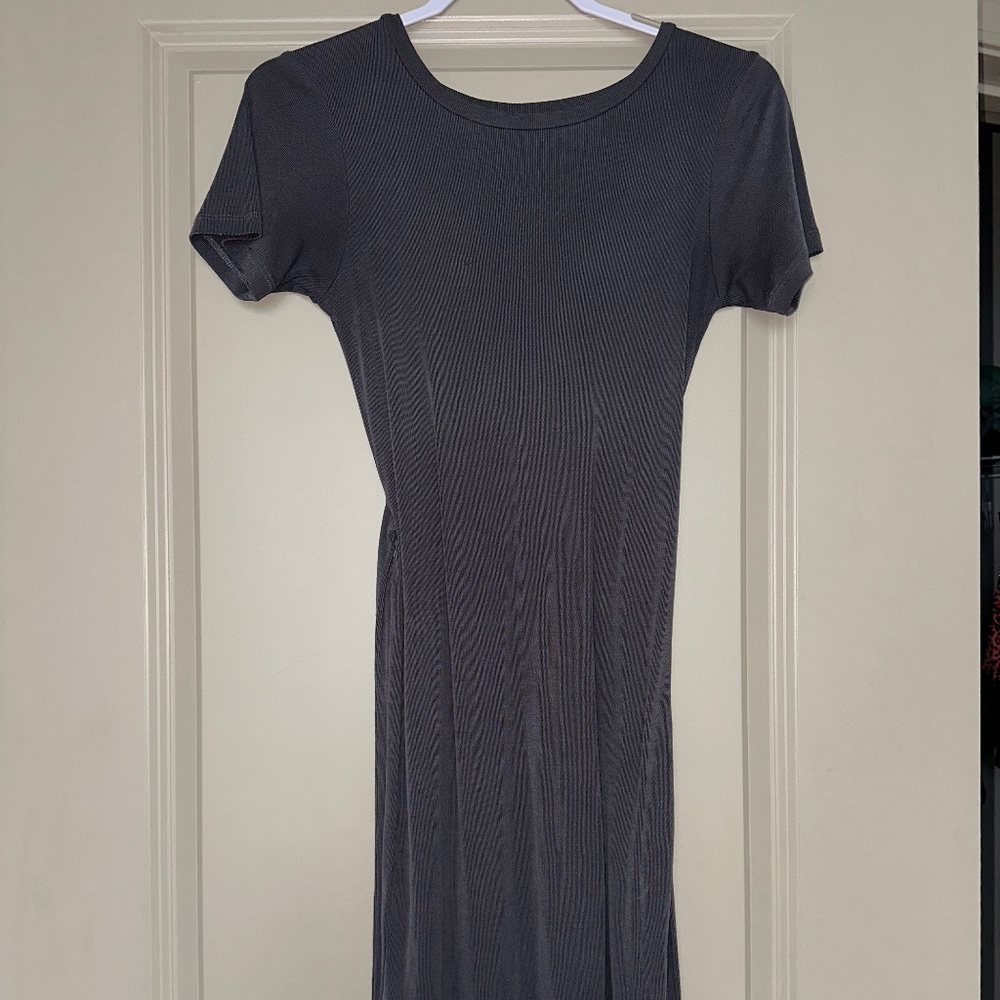 Dark Gray Short Sleeve Bodycon Dress